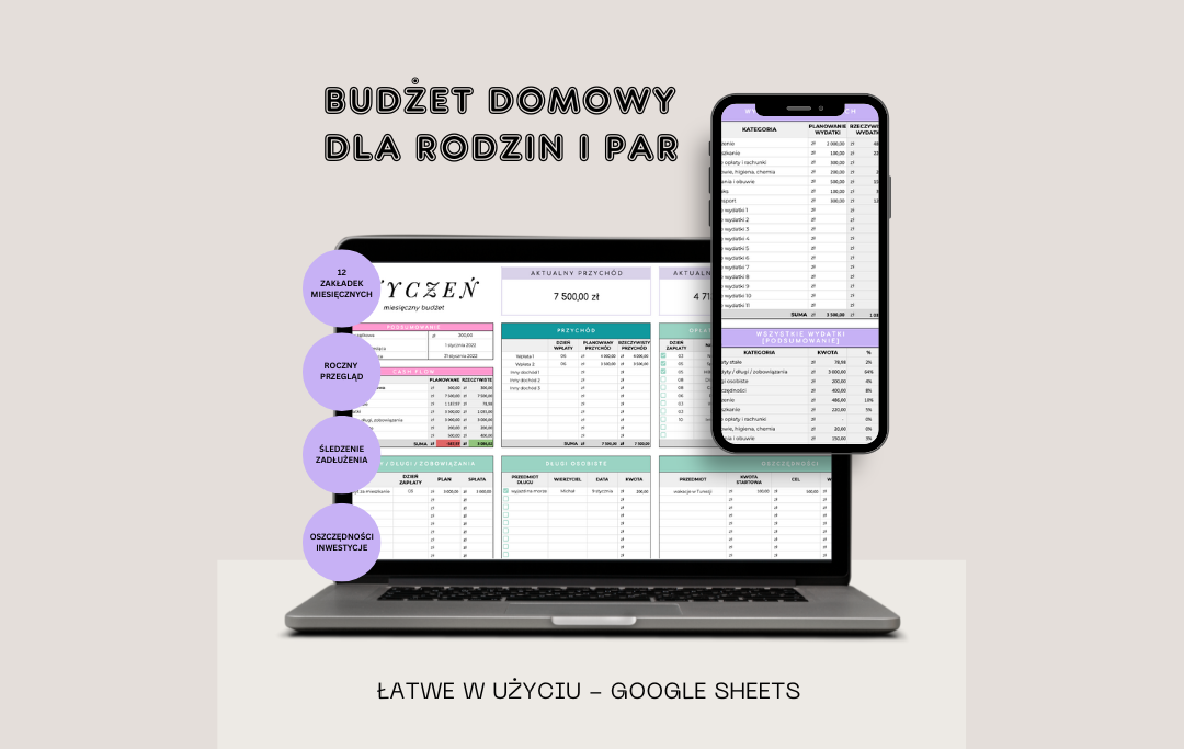 Budżet Domowy dla Rodzin & Par Szablon Arkusza Excel