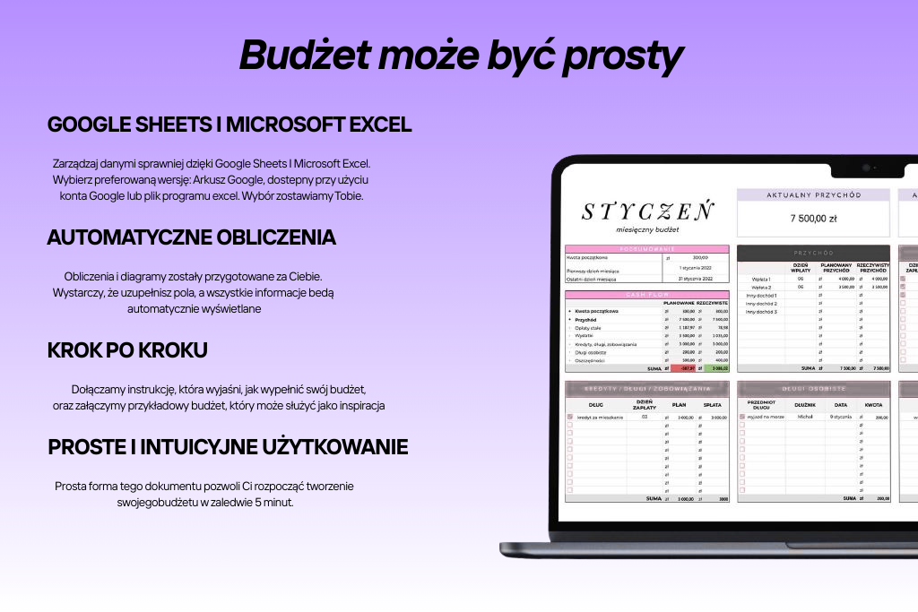 Budżet Domowy dla Rodzin & Par Szablon Arkusza Excel
